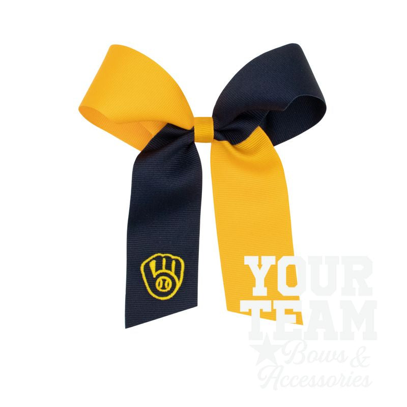 Medium Milwaukee Brewers Two-Tone Embroidered Cheer Bow