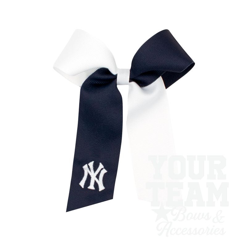 Medium New York Yankees Two-Tone Embroidered Cheer Bow
