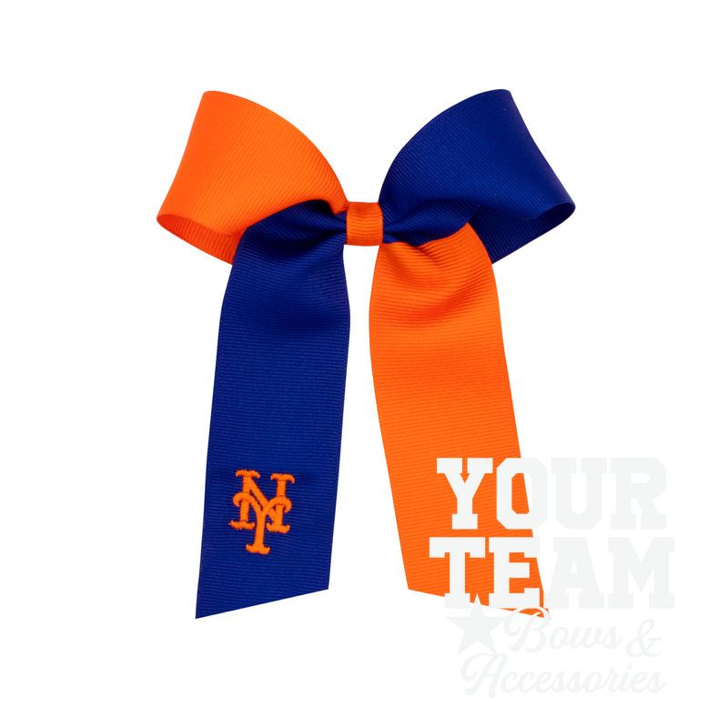 Medium New York Mets Two-Tone Embroidered Cheer Bow