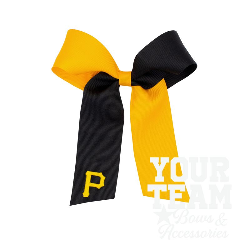 Medium Pittsburgh Pirates Two-Tone Embroidered Cheer Bow