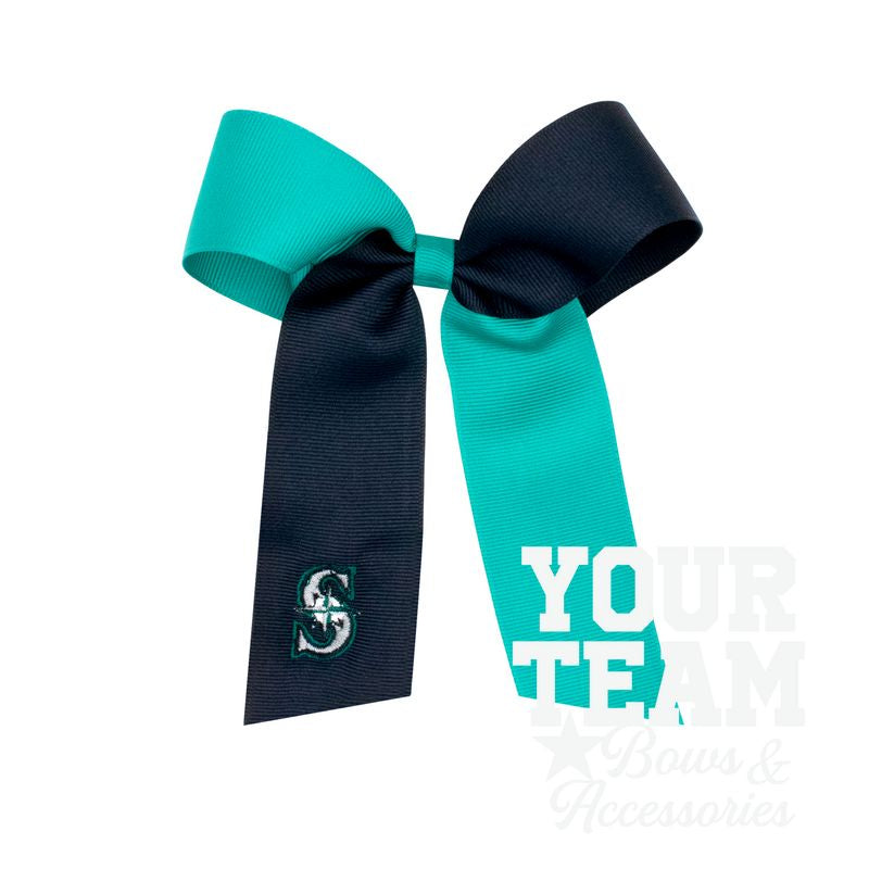 Medium Seattle Mariners Two-Tone Embroidered Cheer Bow
