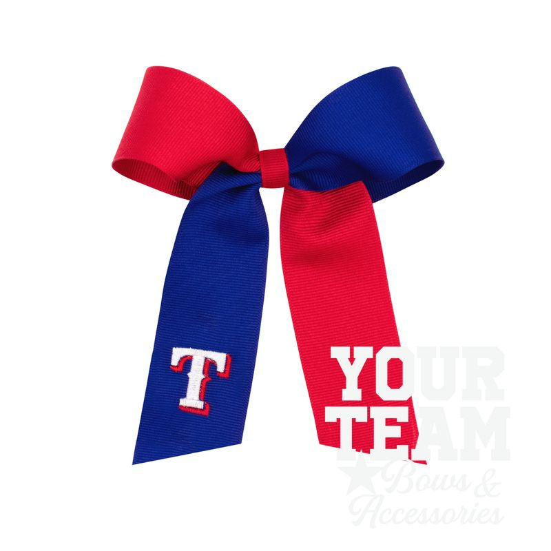 Medium Texas Rangers Two-Tone Embroidered Cheer Bow