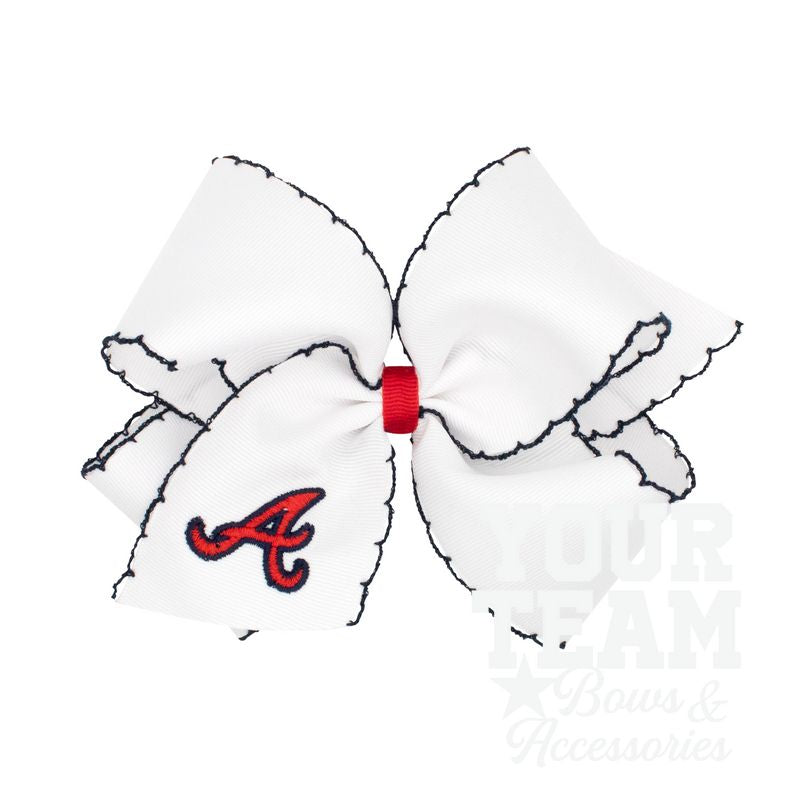 King Atlanta Braves Embroidered Moonstitch Hair Bow