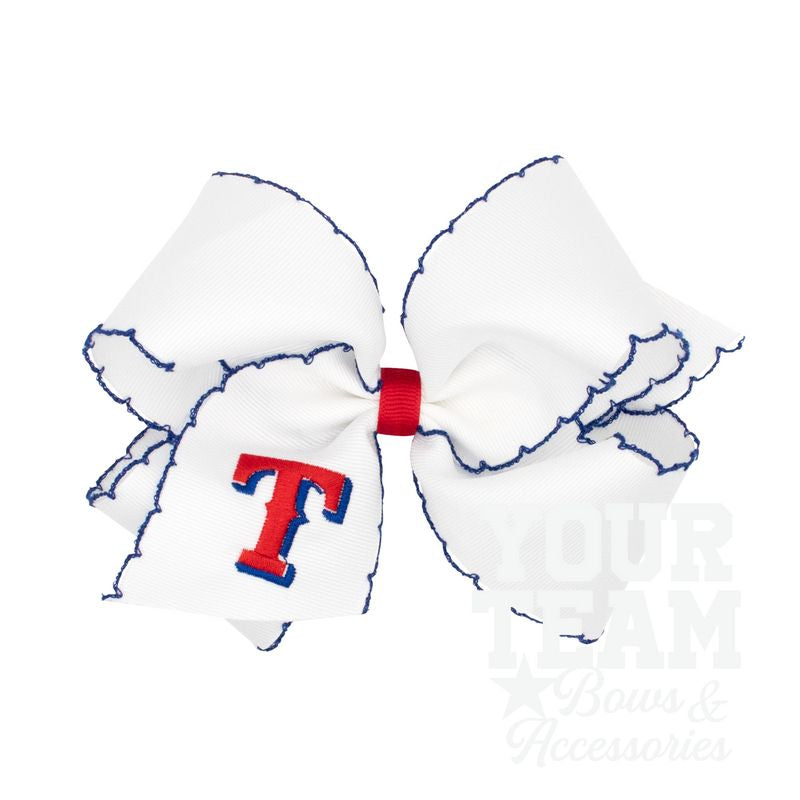 King Texas Rangers Embroidered Moonstitch Hair Bow